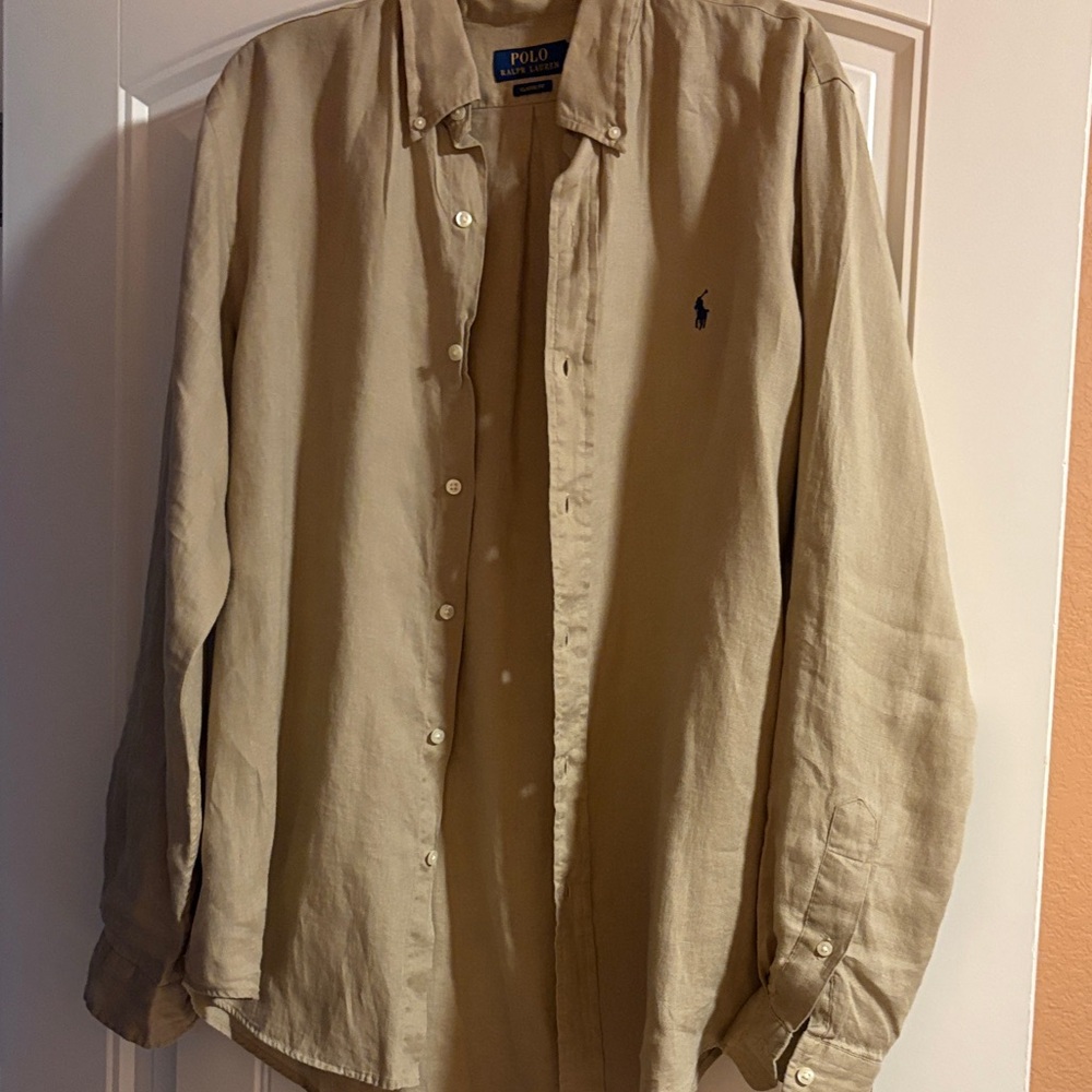 Polo by Ralph Lauren Men's Beige Button Down Shirt